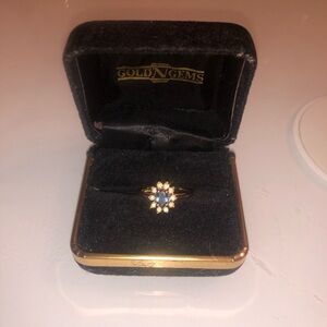 Blue and Gold Floral Ring